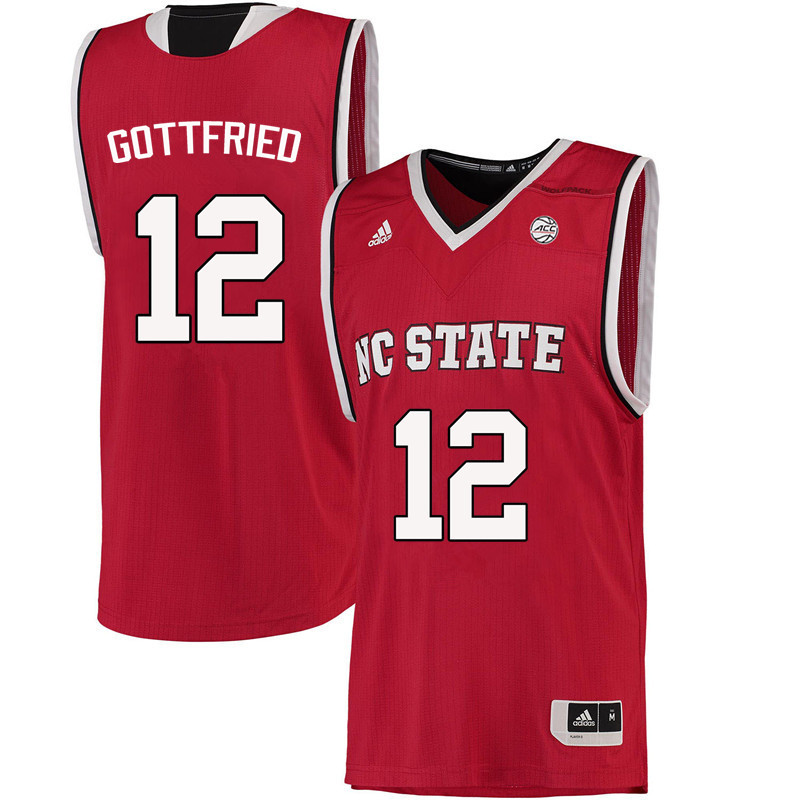 Men NC State Wolfpack #12 Cameron Gottfried College Basketball Jerseys-Red
